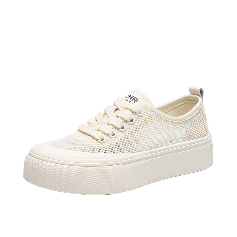 Mesh Surface White Breathable Biscuit Shape Summer Comfortable Casual Shoes