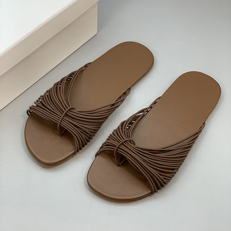 Women's Niche Rope Woven Summer Versatile Fashion Flat Slippers