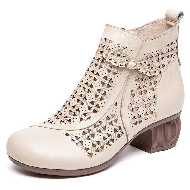 Women's Thick High Retro Ankle Breathable Hole Women's Shoes