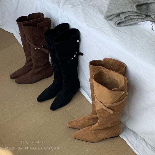 Women's Toe Height Increasing Insole Short Elegant Slimming French Fashion Sexy Boots