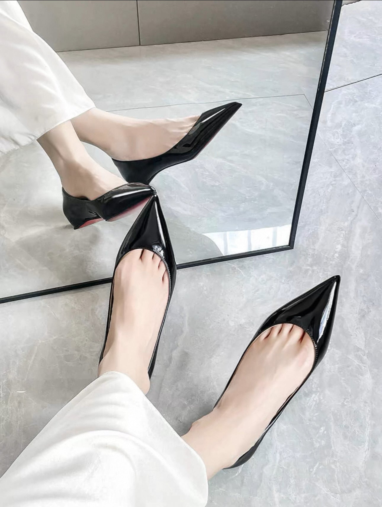 Women's French Nude Height Increasing Insole Pointed Women's Fashion Shoes