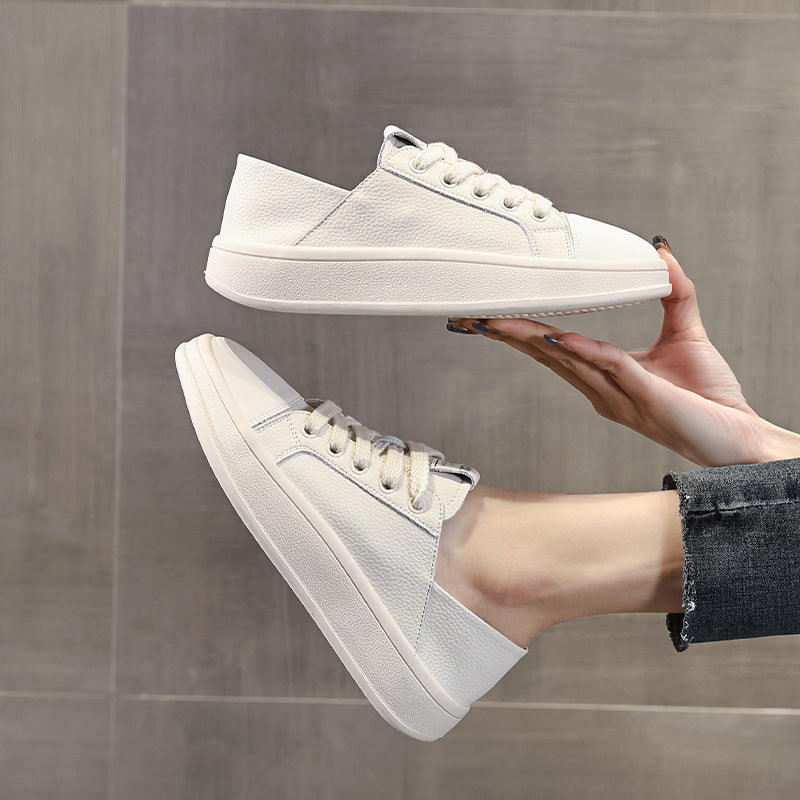 Women's Genuine Two-way White Spring Show Feet Casual Shoes