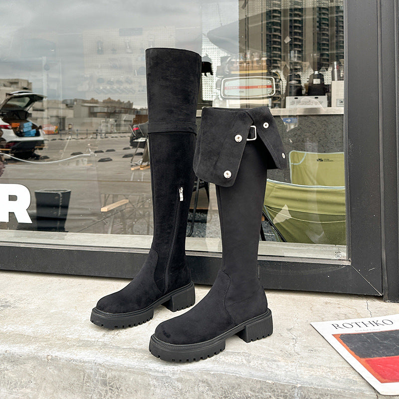 Classic Retro Two-way Platform Knight Chunky Snow Boots