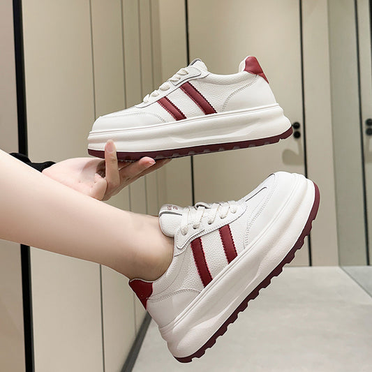 Women's Small Size White Spring Platform Sports Casual Shoes