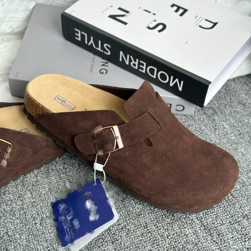 Women's Ma Liao Half Toe Box Soft Bottom Height Increasing Slip-on Men's Shoes
