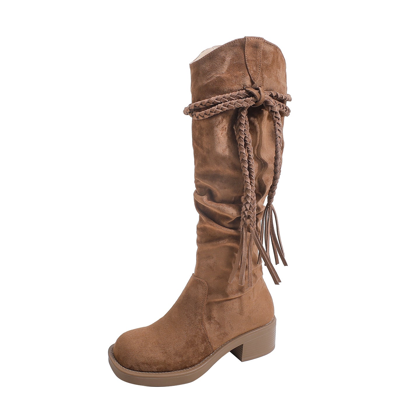 Women's Waste Soil Style Tassel Knight Thick Boots