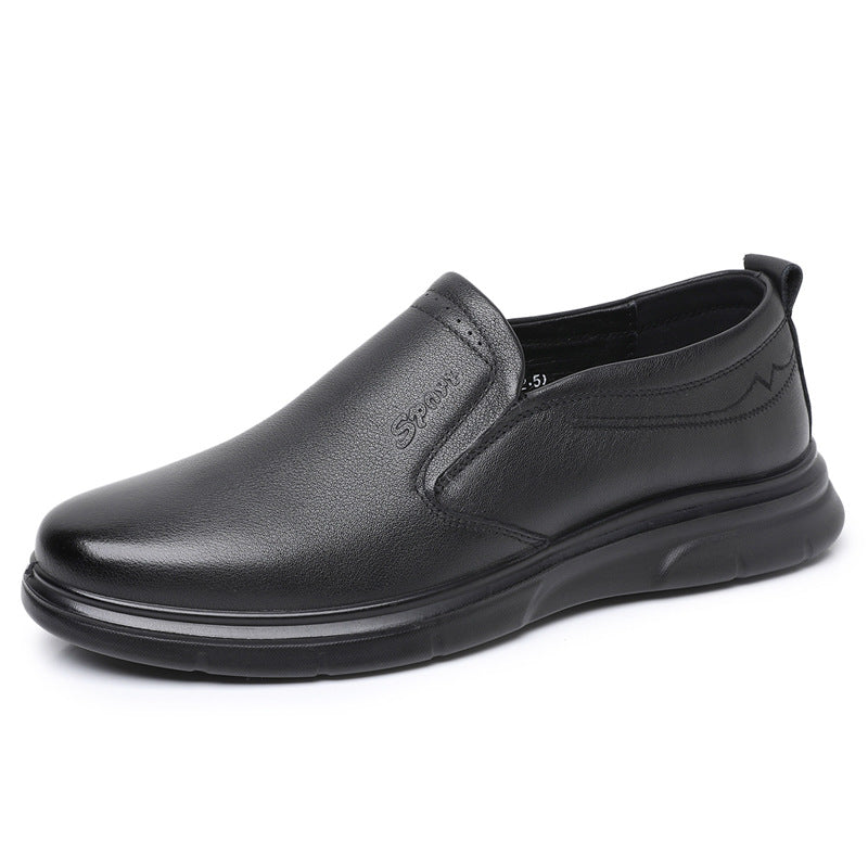 Men's Slip-on Fashion First Layer Cowhide Dad Leather Shoes