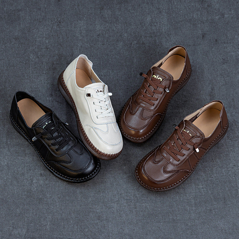 Women's First Layer Cowhide Vintage Handmade Spring Flat Soft Bottom Comfortable Loafers