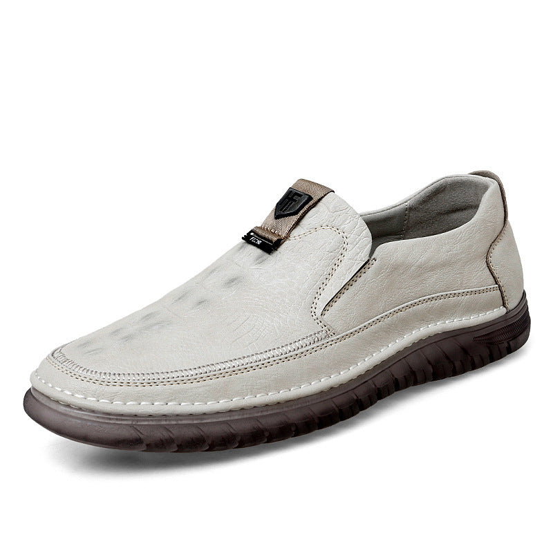Men's Soft Bottom Slip On Crocodile Pattern Casual Shoes