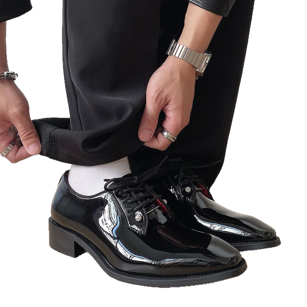 Men's Wang Red Sole Formal Wear Derby Men's Business Leather Shoes