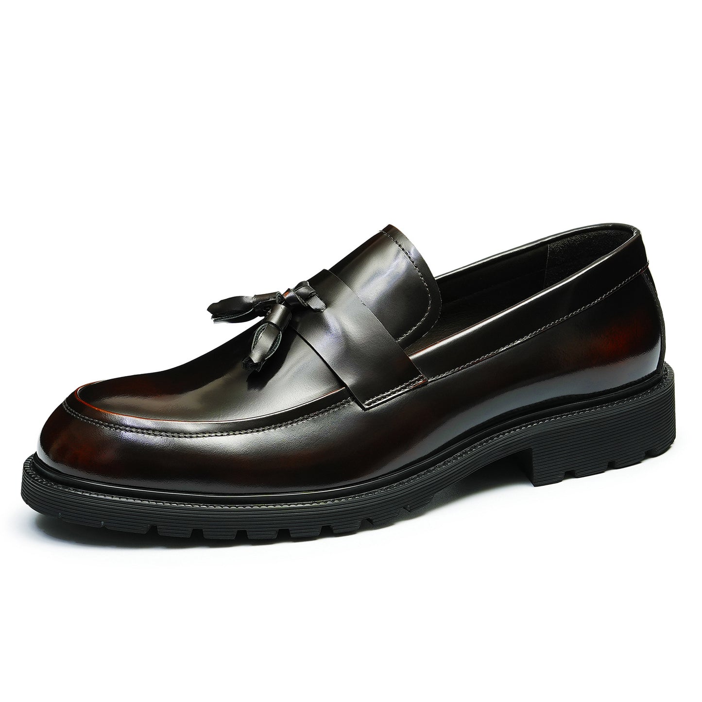 Men's Round Head Thick Bottom Fashion Slip-on Business Leather Shoes