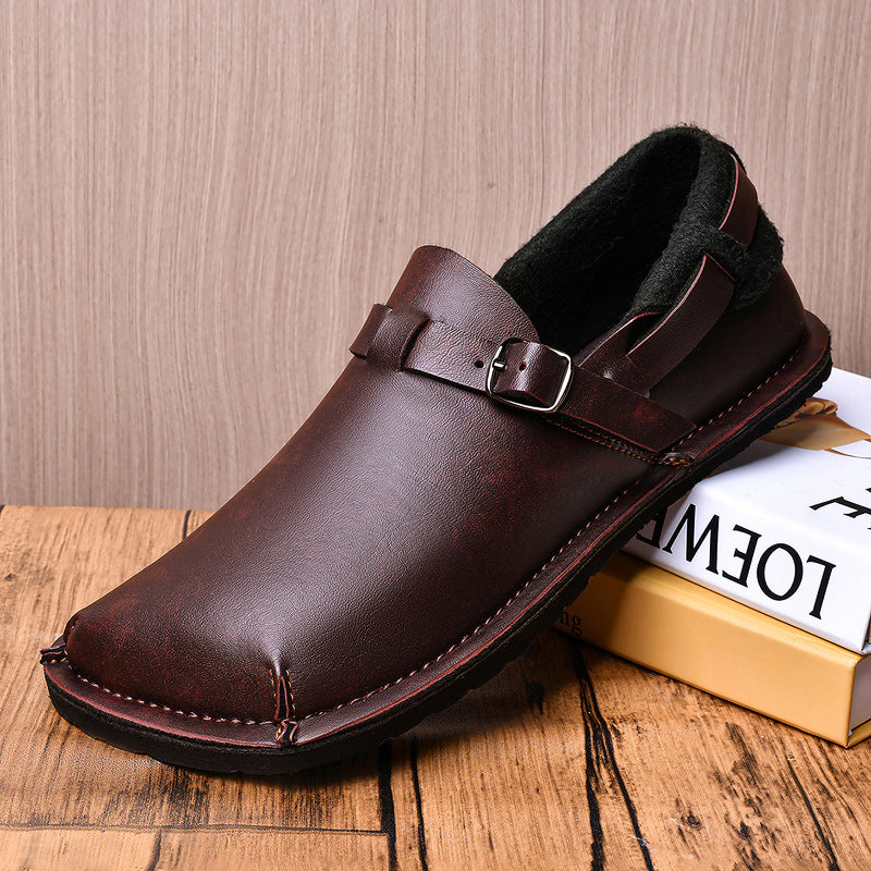 Men's Large Size Soft Bottom Surface Fashion Lazy Men's Casual Leather Shoes