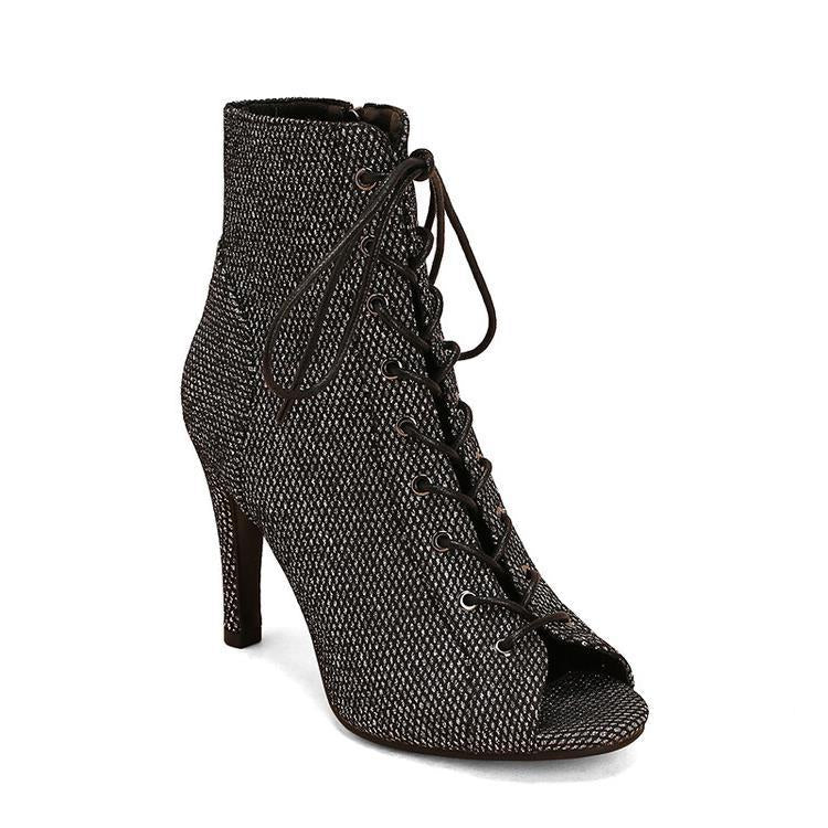 Women's Peep Toe Stiletto Ankle Jazz Dance Large Boots