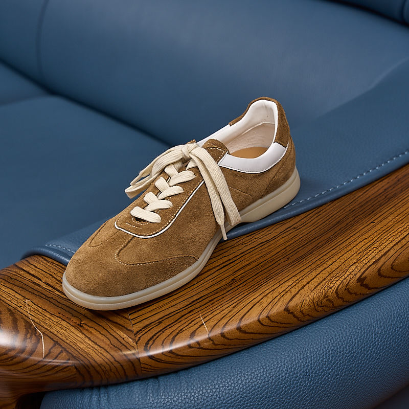 Men's German Training Cowhide Flat Spring Round Head Leisure Soft Bottom Men's Board Shoes