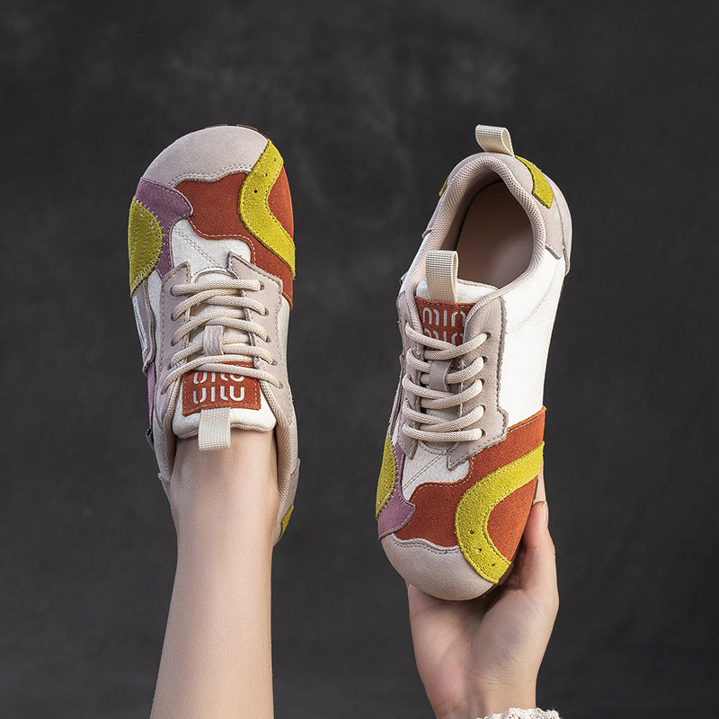 Women's Contrast Color Patch Comfortable Pumps Lightweight Retro Women's Shoes