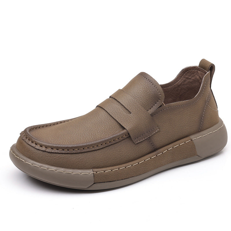 Men's Soft Surface Retro Simple Thick Bottom Men's Casual Leather Shoes