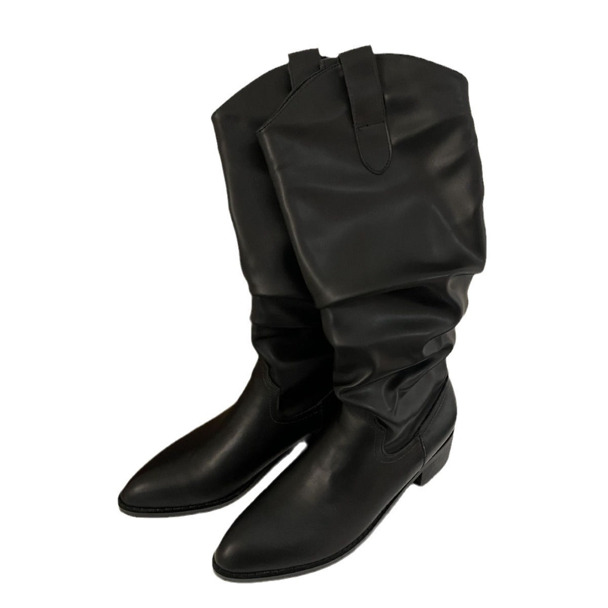 The Knee High Fashion Pointed Chunky Women's Leather Boots