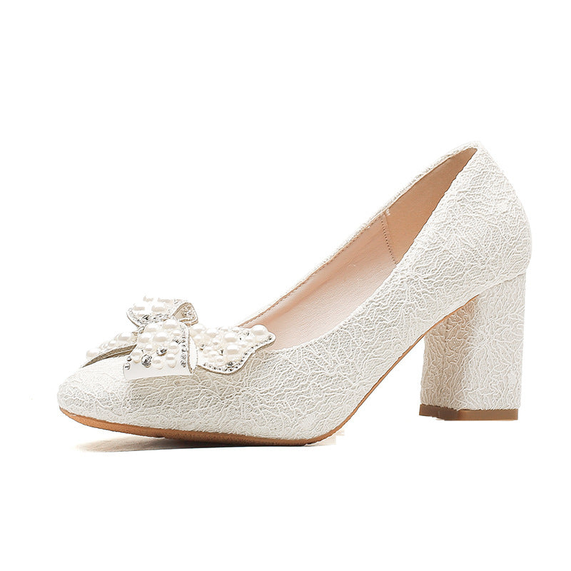 Chunky High Large Size Plus Sizes Wedding Banquet Bridal Pumps Women's Fashion Shoes