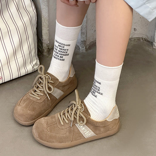 Women's German Training Spring Matte Round Toe Lace Color Casual Shoes