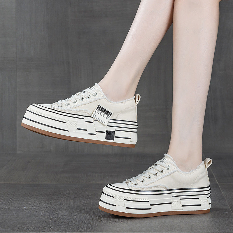 Women's Thick-soled Small Height Increasing Beggar Board Women's Canvas Shoes