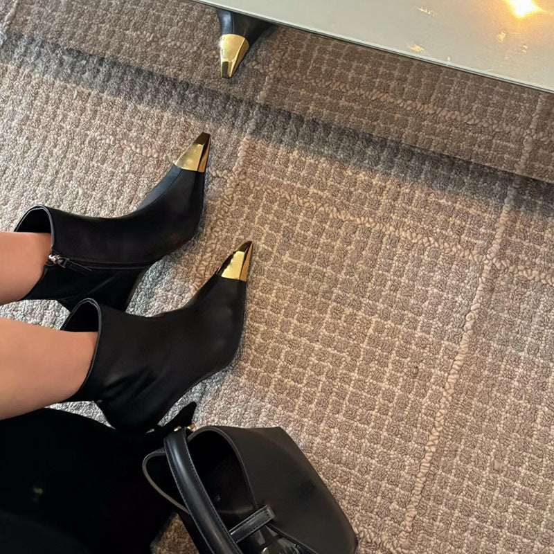 Women's Metal Square Toe Stiletto Fashion Comfortable Side Heels