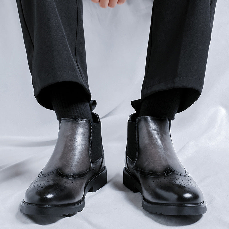 Men's Chelsea Gentleman British Style Versatile Brogue Boots