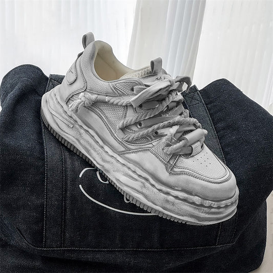 Men's Dissoed Couple Trendy Thick Bottom Invisible Height Increasing Niche Old Men's Shoes