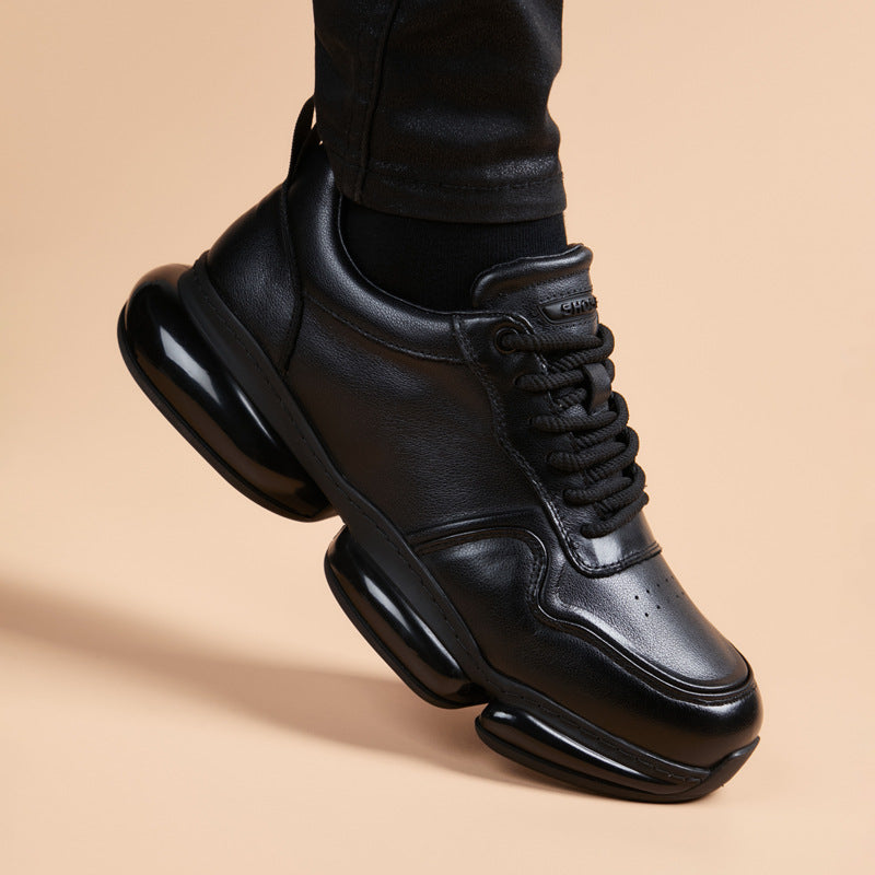 Men's Top Layer Cowhide Fashionable Sports Platform Height Casual Shoes