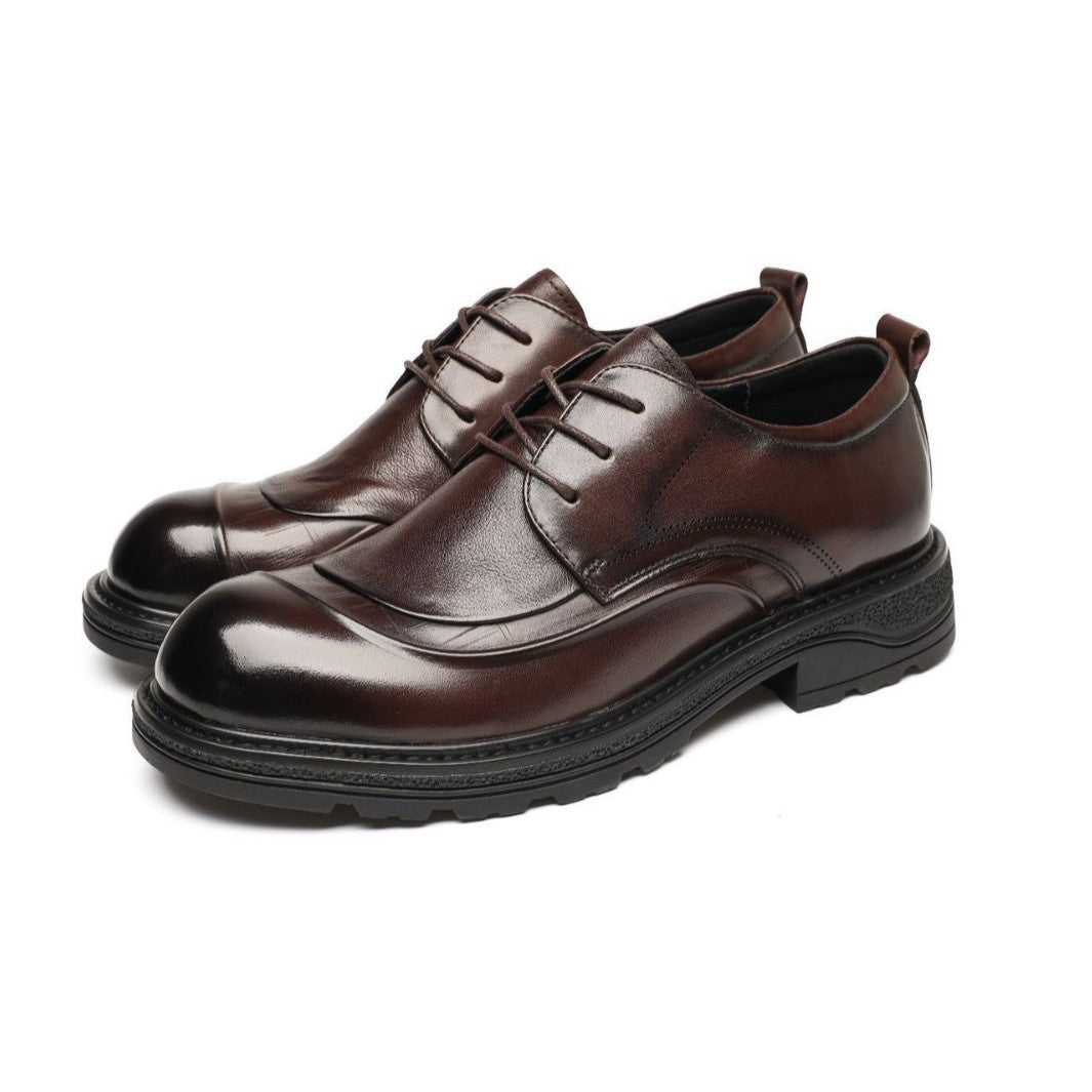 Men's First Layer Cowhide Formal Business Big Toe Leather Shoes