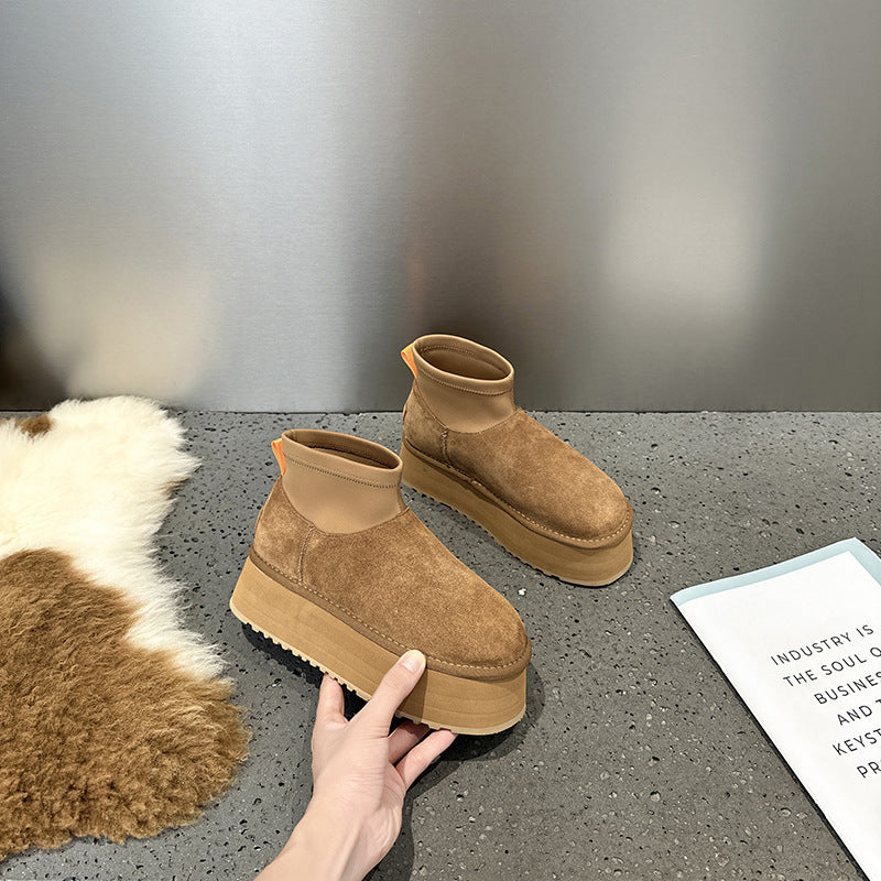 Women's Winter Mini Thick Bottom Height Increasing Thickened Veet Boots