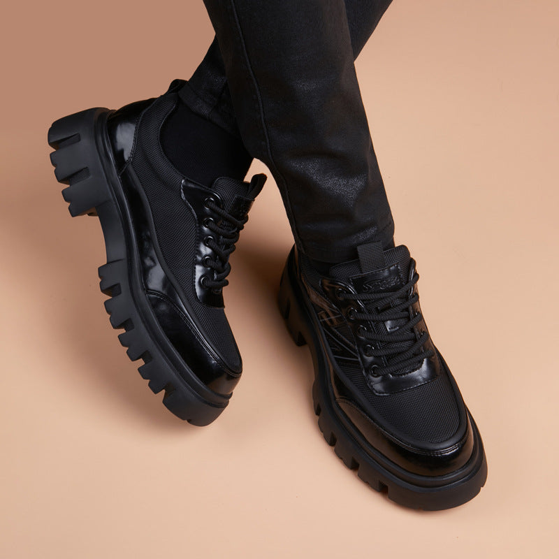 Men's Korean Style British Trend Thick Bottom Leather Shoes