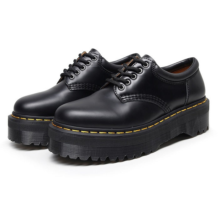 Women's Platform Low-cut British Style Height Increasing Leather Shoes