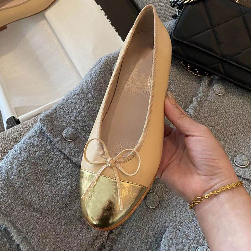 Women's Early Spring Classic Style Flat Pumps Round Head Shallow Mouth Women's Casual Shoes
