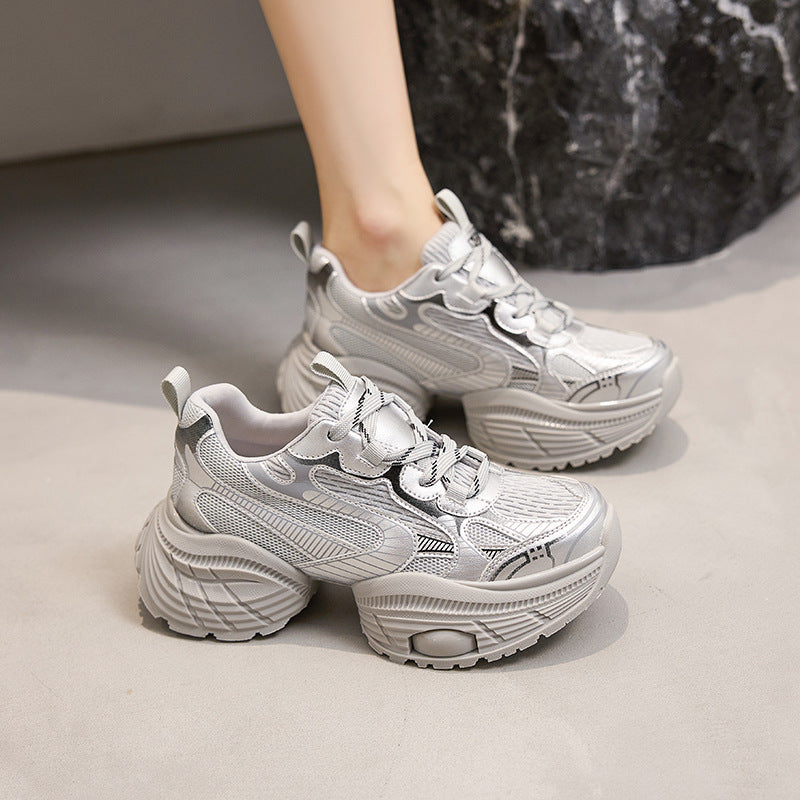 Women's Sier Fashion Clunky Height Increasing Lightweight Sneakers