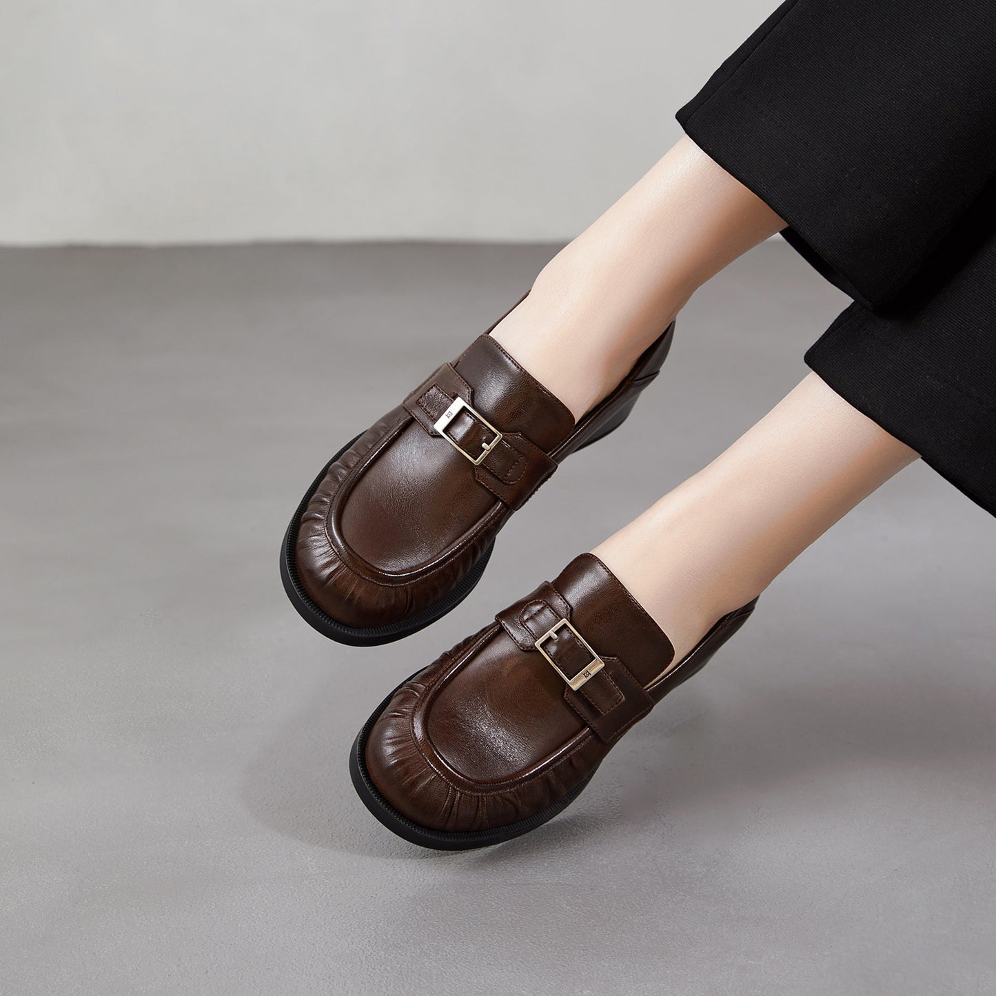 Women's Folds Small Spring Basic Comfortable Sheepskin Women's Fashion Shoes