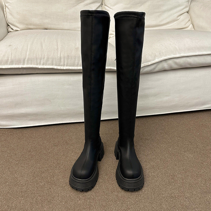 Women's Fashionable Thick Over The Knee Skinny Small Boots