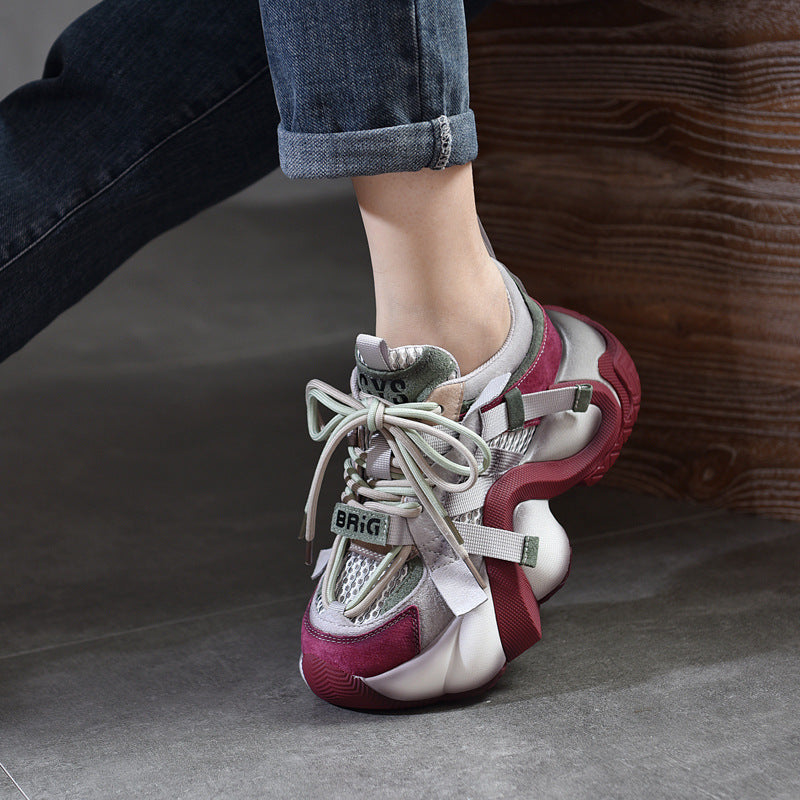 Women's Dad Color Matching Breathable Mesh Genuine Sports Versatile Platform Sandals