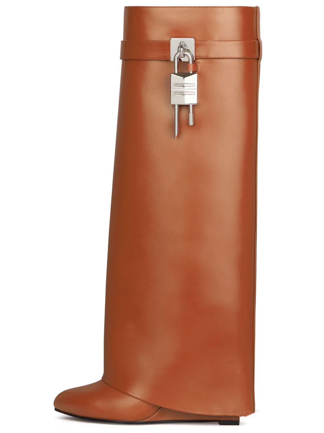 Large Tube Circumference Round Head Long Canister Metal Lock Catch Women's Leather Boots