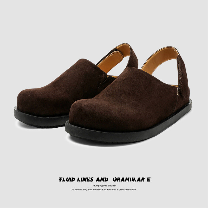 Women's Retro Closed Toe Half Two-way Slip-on Lofter Style Flat Slippers