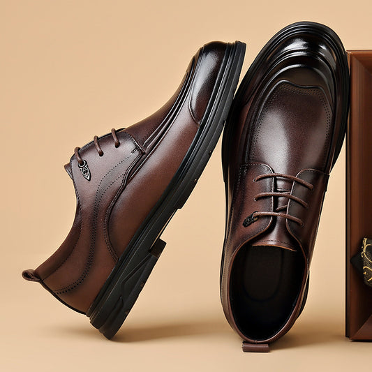 Men's Genuine Breathable Civil Servant Formal Brogue Soft Bottom Men's Casual Leather Shoes