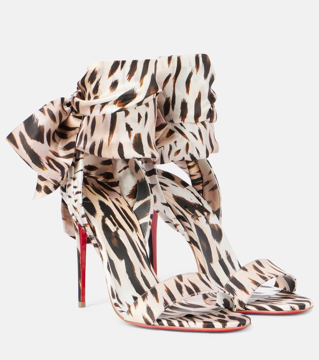 Round Toe Satin Bow Ankle Strap Large High Heeled Sandals
