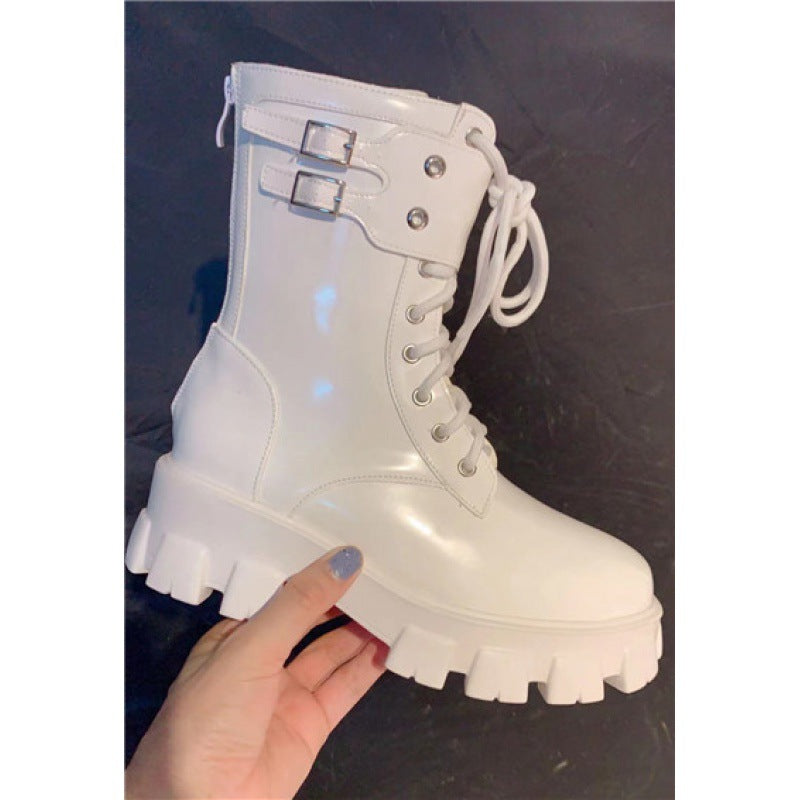 Women's Di Li Reba Martin Short Motorcycle White Boots
