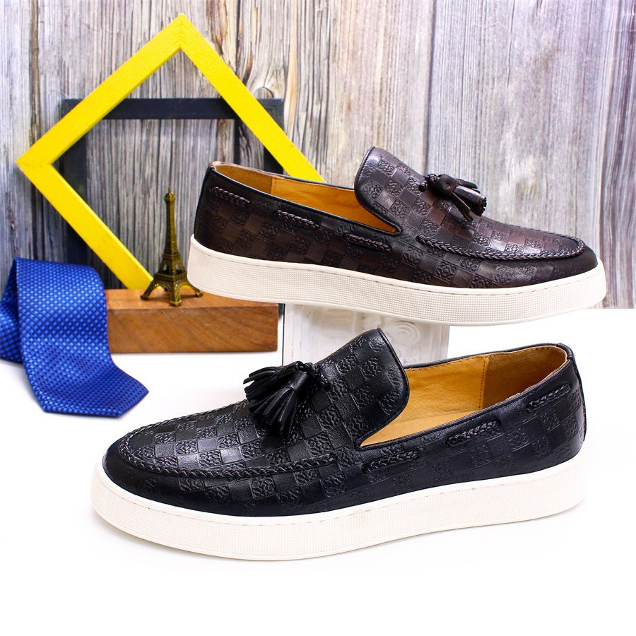Men's Genuine Retro Tassel Everyday Joker Slip-on Flat Leather Shoes
