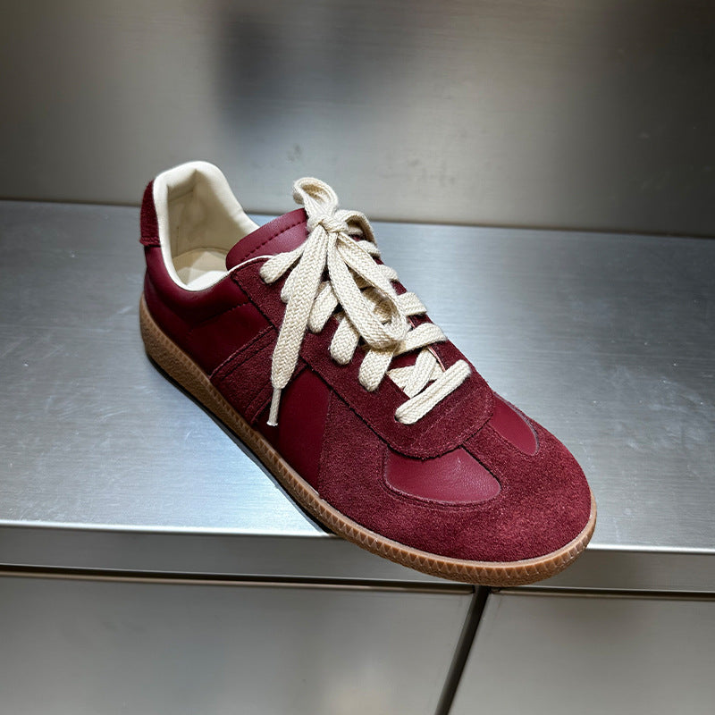 Women's Elk High Version Retro Genuine German Training Round Sneakers