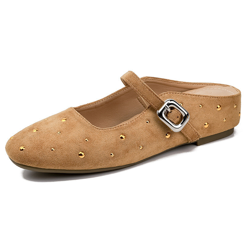 Women's Style Rivet Square Toe Mary Jane Soft Bottom Sandals