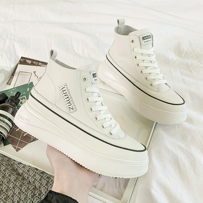 Women's Trendy Four Lace Up Ankle Vintage Martin Platform Fashion Women's Leather Boots
