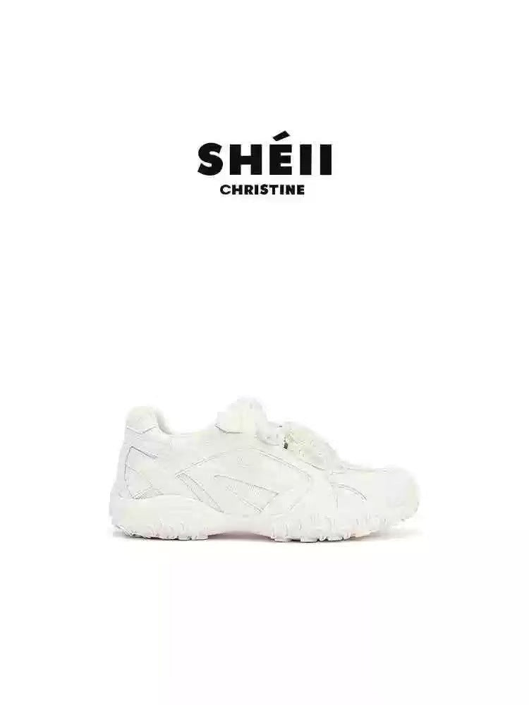Women's Crescent Bottom Pearl Mandarin Duck With Platform German Training White Casual Shoes