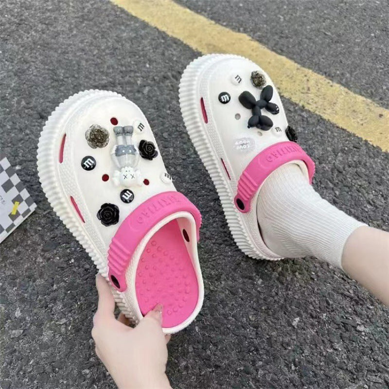 Beach Cartoon Cute Platform Two-way Summer Women's Shoes