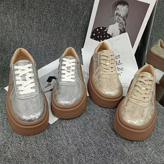 Women's Spring Platform Leisure Versatile Fashion Best-selling German Training Golden Sneakers
