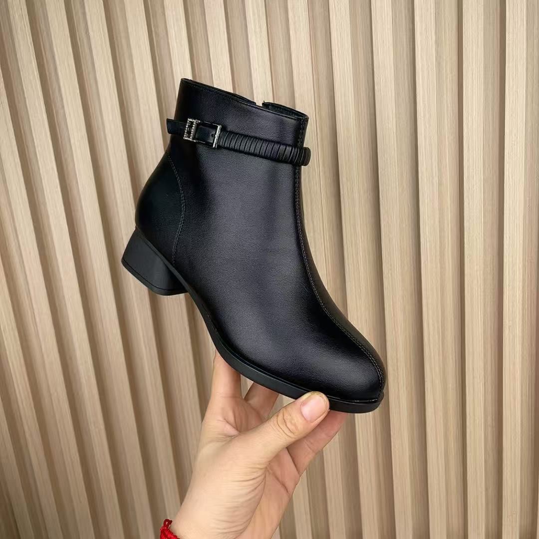 Women's Comfortable Veet Bootie Soft Bottom Low Large Size Women's Leather Boots